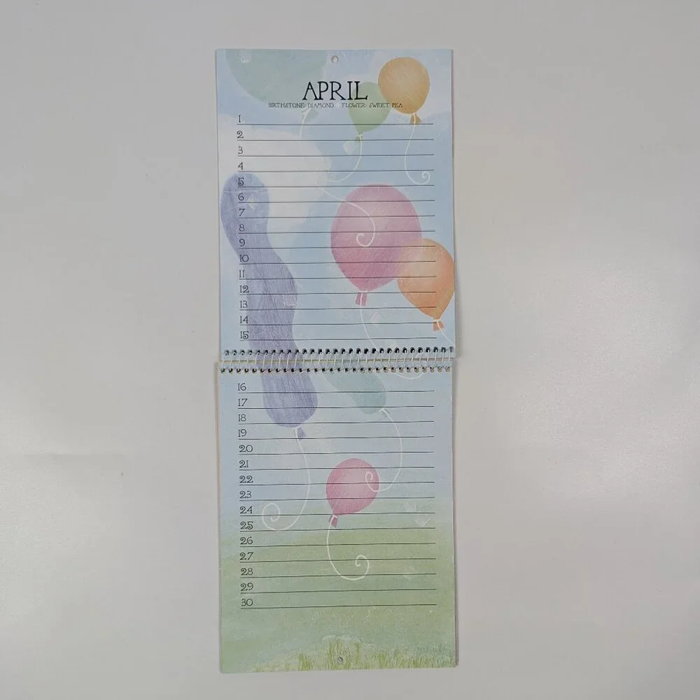 Vintage Current Just for Birthdays Monthly Birthday/Anniversary Tracker